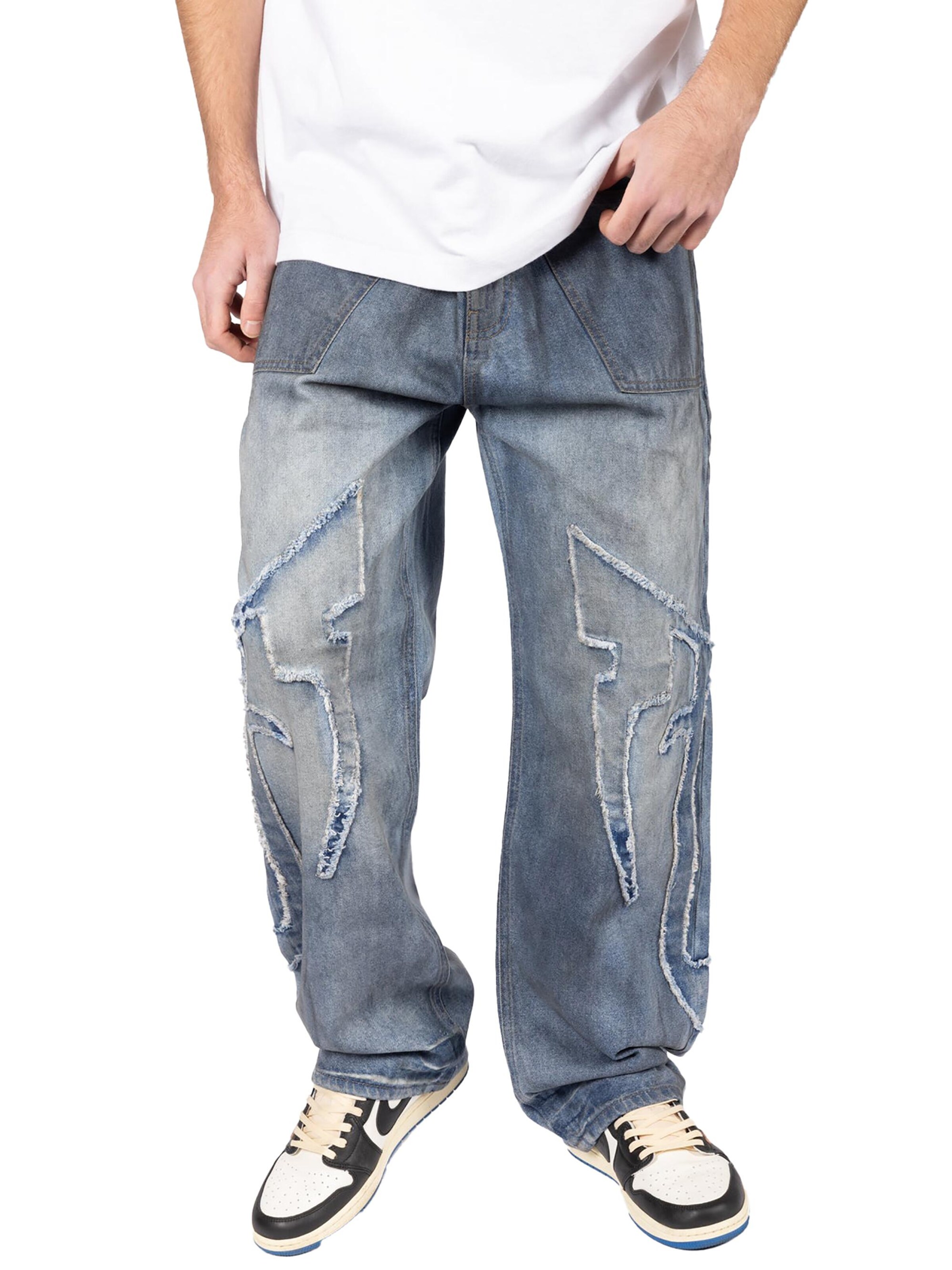 FAVELA Baggy Jeans 'Distressed F' in Blue