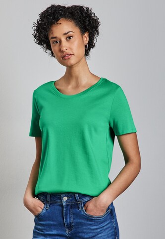 STREET ONE Basic Rundhalsshirt in Grün: Vorderseite