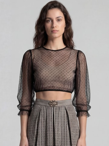 Blouse folklorique 'Kaktus' SPIETH & WENSKY en noir : devant