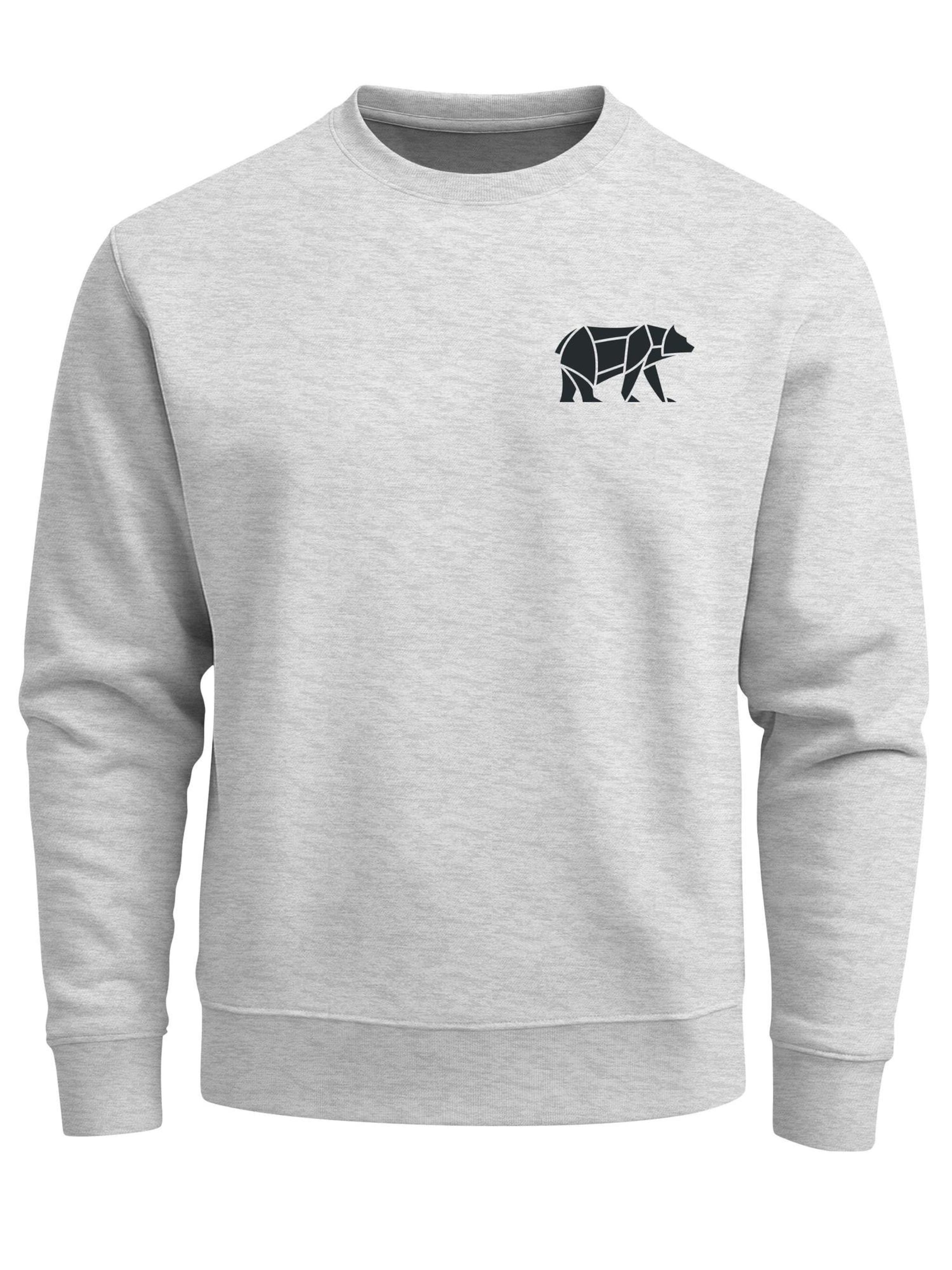 Neverless Sweatshirt 'Bär Lineart Polygon' in Grey: front