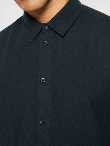 KnowledgeCotton Apparel Regular fit Button Up Shirt in Black
