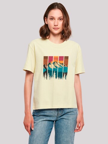 F4NT4STIC Shirt 'Berg Sonnenuntergang Retro' in Yellow: front