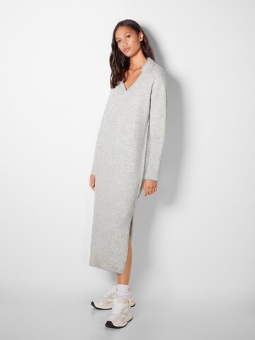 Bershka Knitted dress in Grey: front