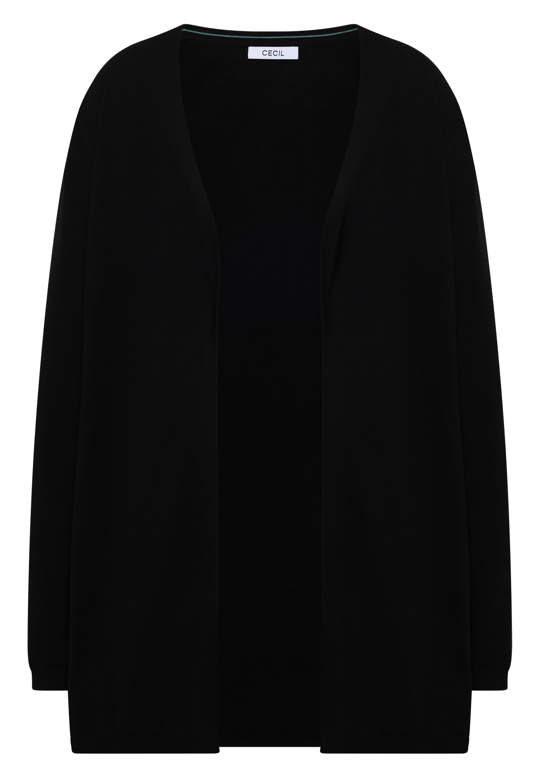 CECIL Offener Cardigan in langer Passform in Schwarz: Vorderseite