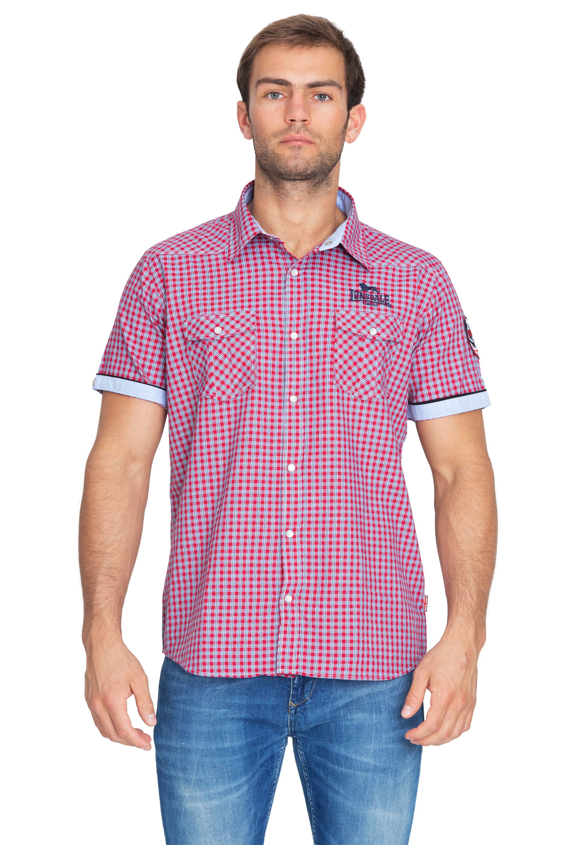 LONSDALE Úzky strih Košeľa 'Berny' - Červená: predná strana