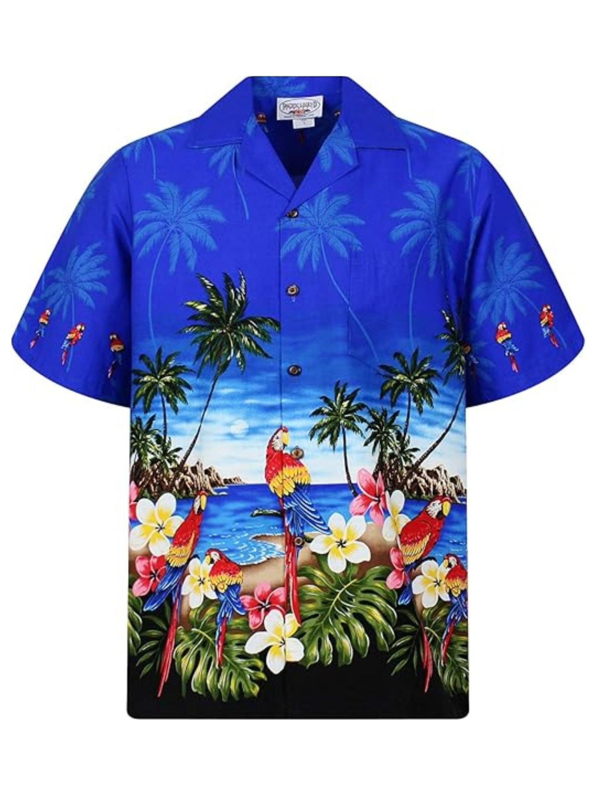 Pacific Legend Regular Fit Hemd 'Papagei' in Blau: Vorderseite