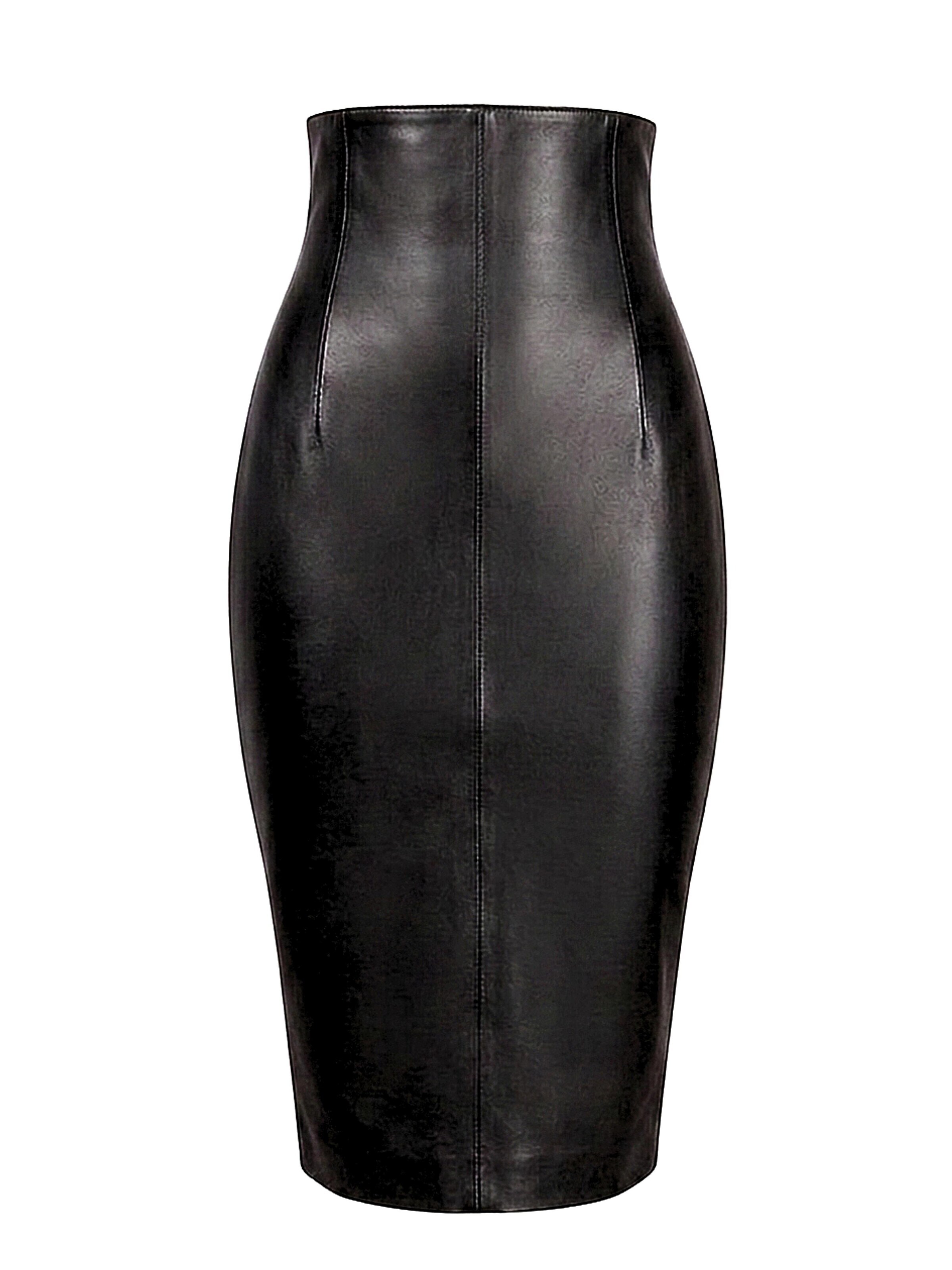 Be  Noble Rock 'Eleganter Lederrock Taillenhoch aus Lammnappa'‌‌‌‌‌‌‌‌‌‌ in Schwarz: Vorderseite