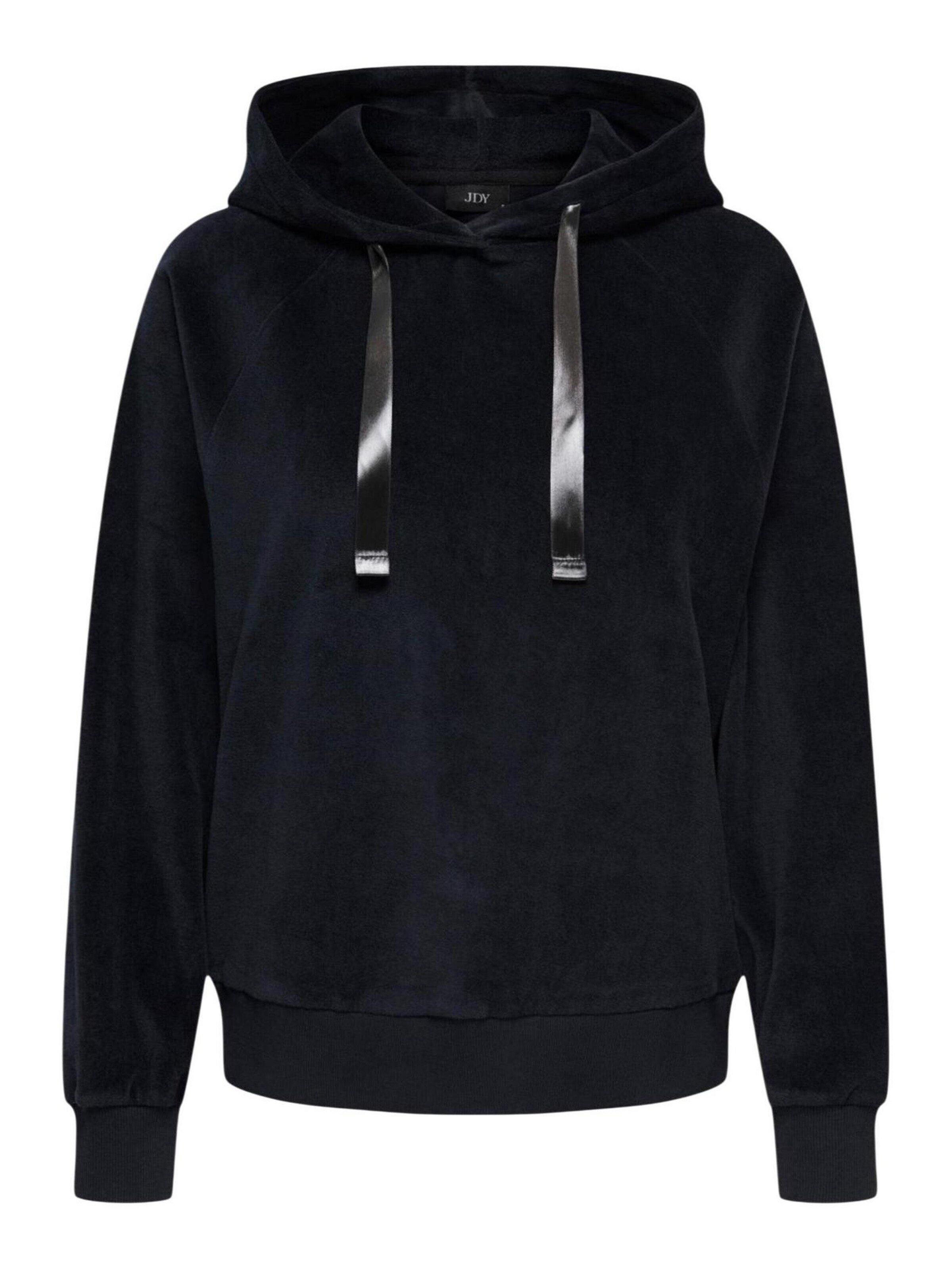 Felpa 'JDYVIDA L/S VELVET HOODIE TOP JRS DIA 15361663' di JDY in nero