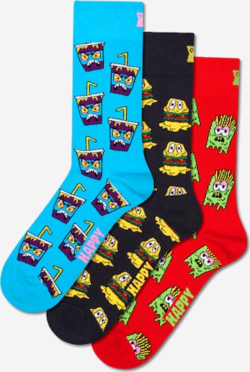 Kojinės 'Hangry Meal' iš Happy Socks, spalva – dangaus žydra / geltona / raudona / juoda, Prekių apžvalga