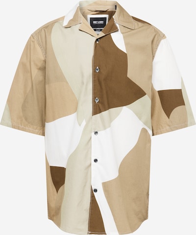 Only & Sons Skjorte 'TIE' i mørkebeige / brun / hvid, Produktvisning