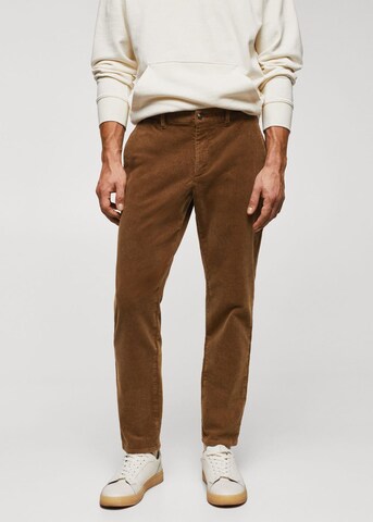 MANGO MAN Slim fit Pants 'berdam' in Brown: front