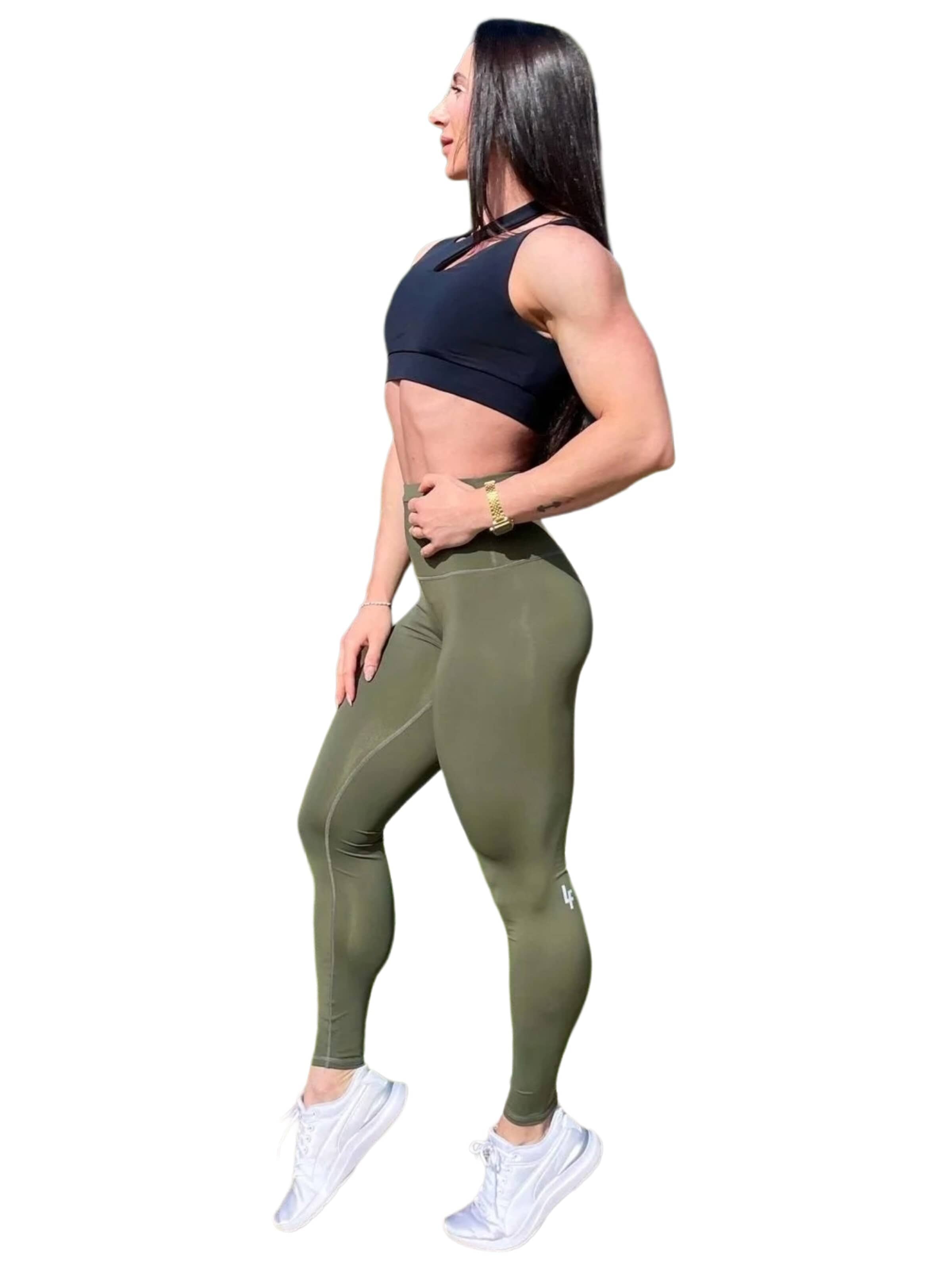 LUXFEEL - Skinny Leggings 'Leggings mit hoher Taille Myself' en verde