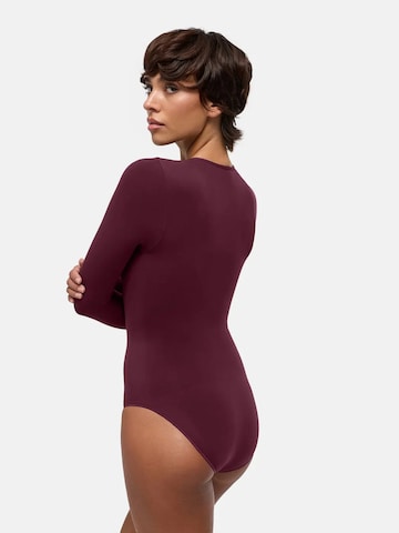 cfab - Body moldeador 'Clean Longsleeve Crewneck Sculpting Bodysuit with Slip' en rojo