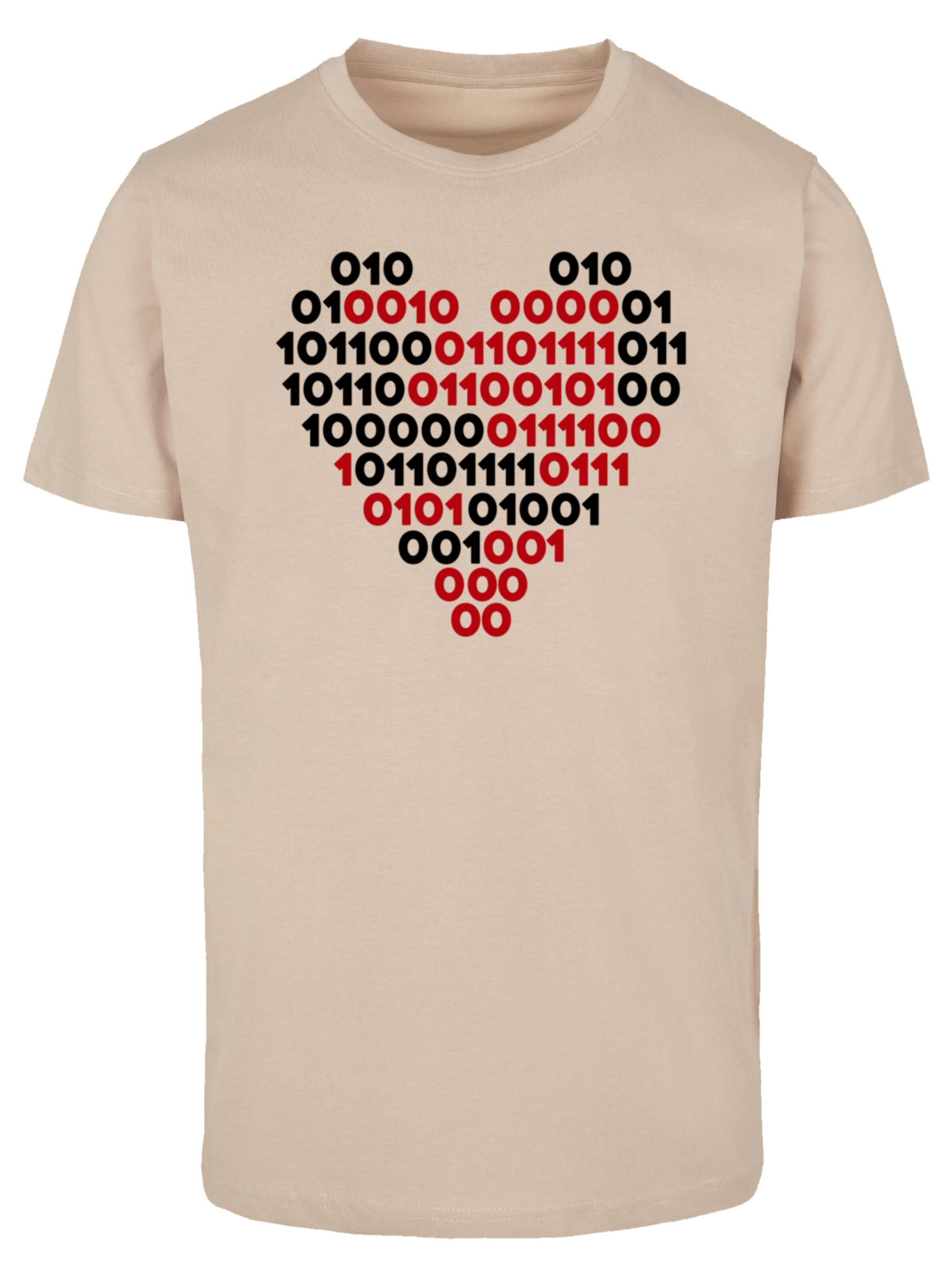 T-Shirt 'I love you 01001001 Binary Code Herz  Valentinstag' F4NT4STIC en beige : devant