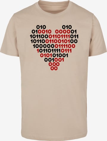 T-Shirt 'I love you 01001001 Binary Code Herz Valentinstag' F4NT4STIC en beige : devant