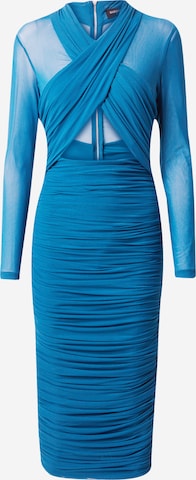 Robe de cocktail 'ALIYAH' Bardot en bleu : devant