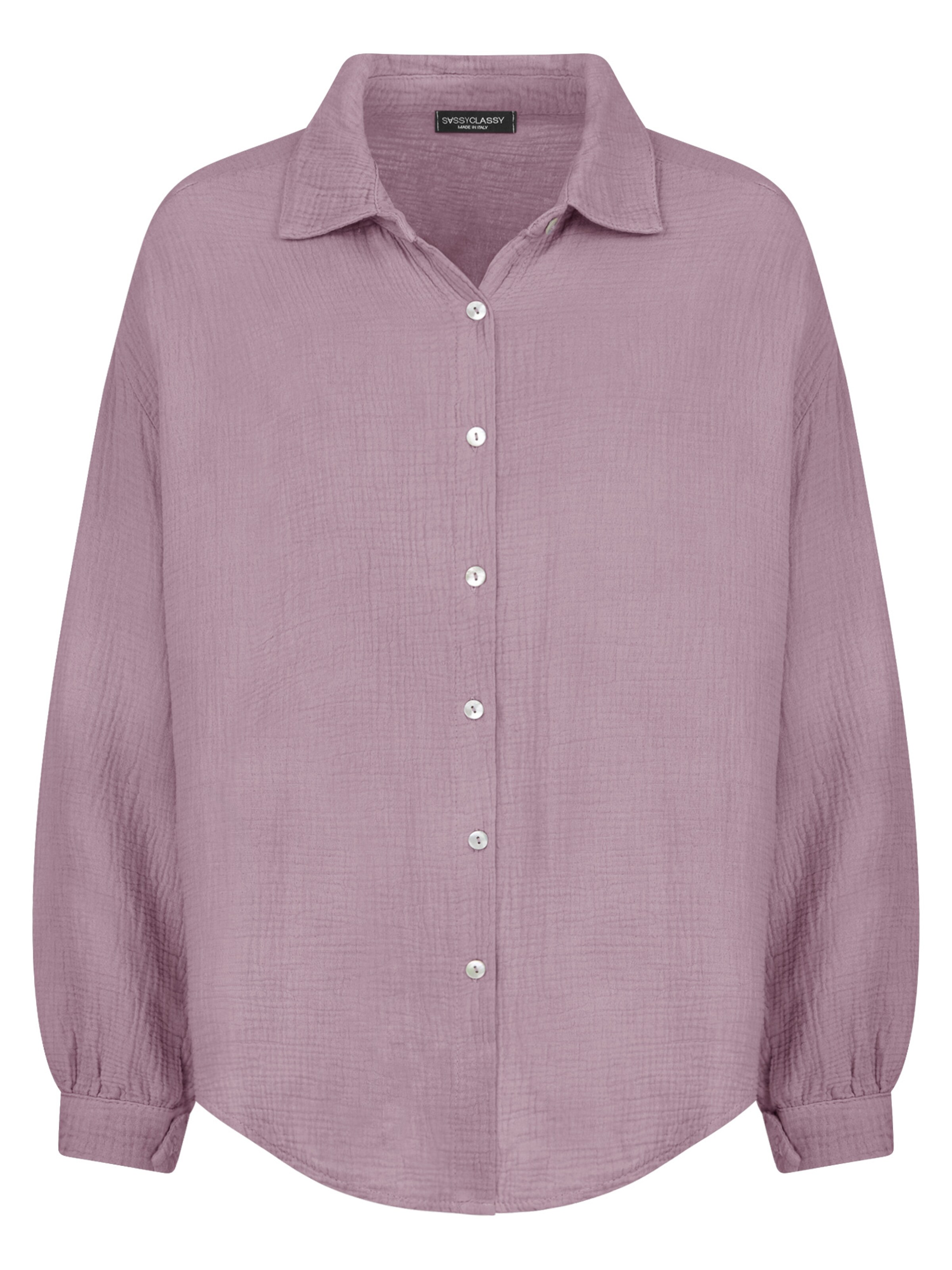 SASSYCLASSY Bluse 'kürzere Variante' in Lila: Vorderseite