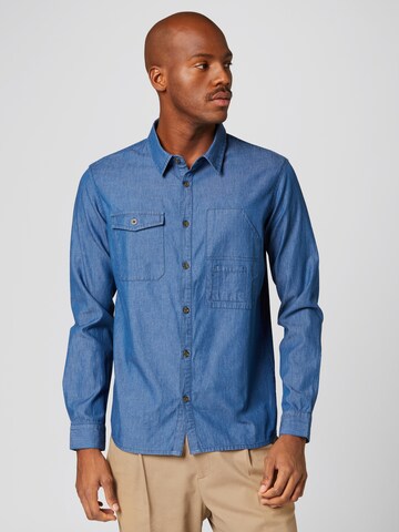 ABOUT YOU x Alvaro Soler Regular fit Button Up Shirt 'Baran' in Blue: front