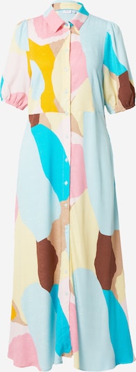 NÜMPH Košeľové šaty 'SARA' - svetlomodrá / hnedá / šafránová / svetloružová, Produkt