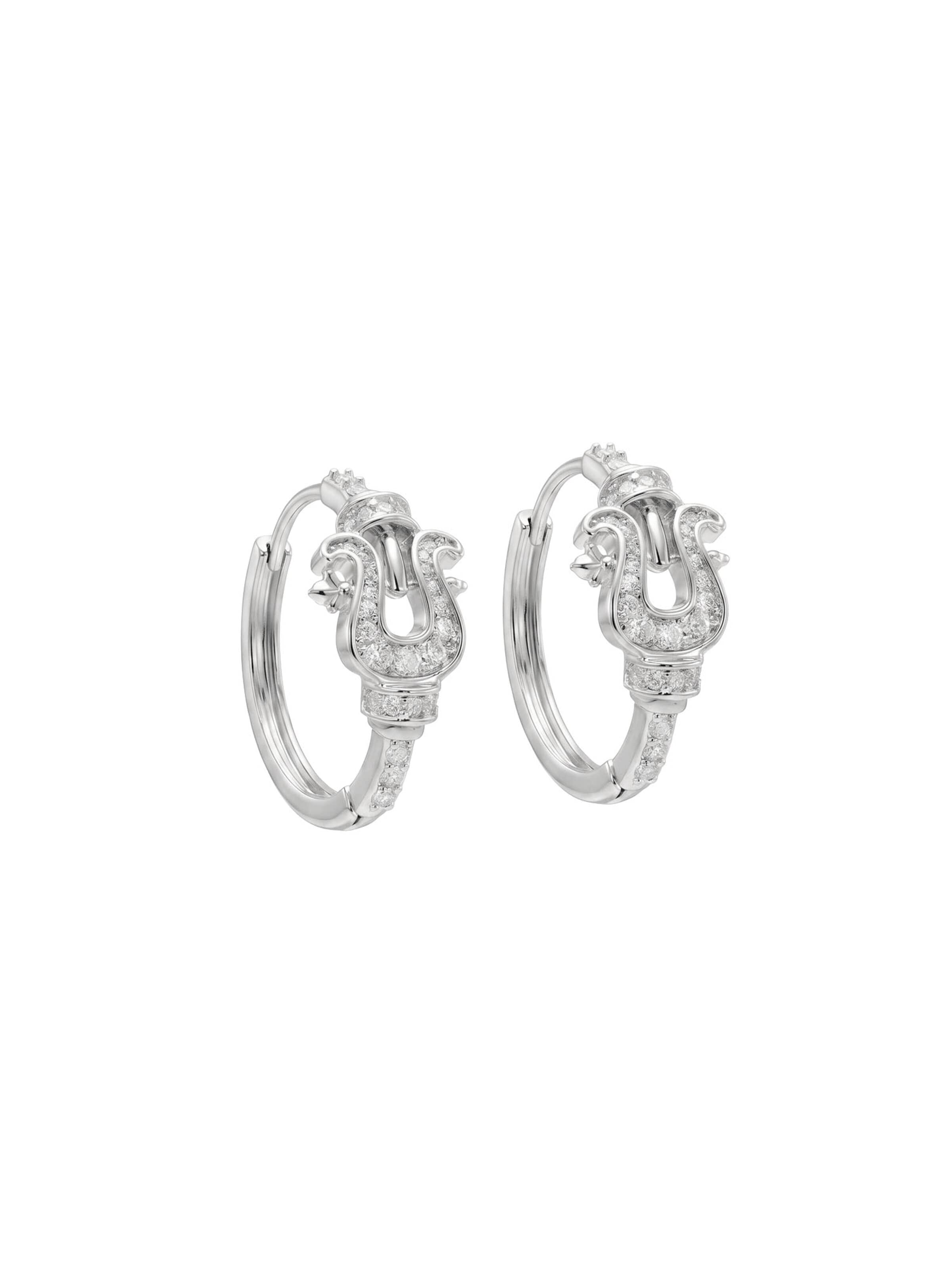 Nemomatheo Earrings 'Golden Buckle – Creolen mit Zirkonia – Silber' in Silver