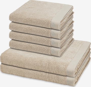 ROSS Handtuch 'Doubleface Stripes' in Beige: Vorderseite