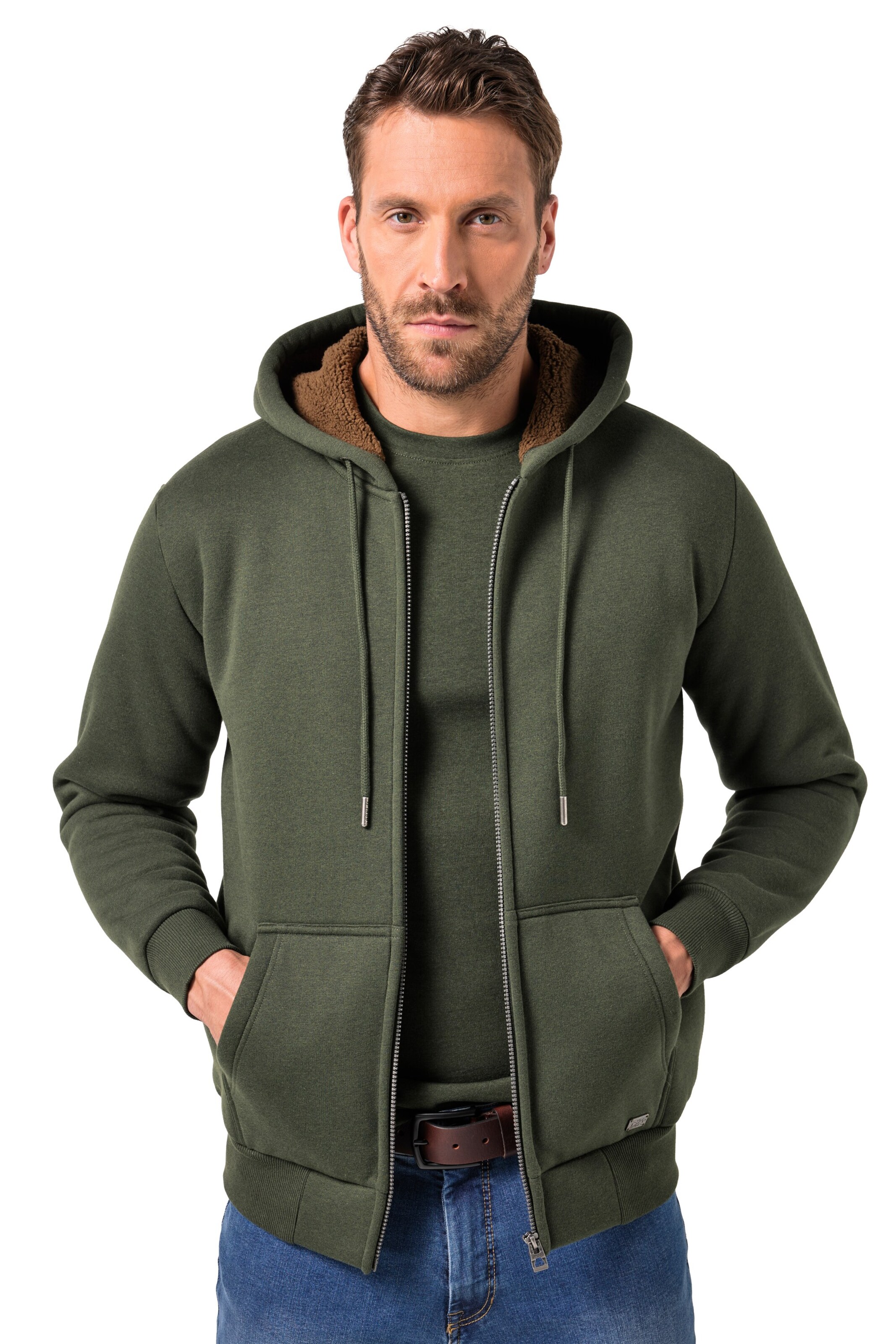 JP1880 Sweatjacke in Grün: Vorderseite