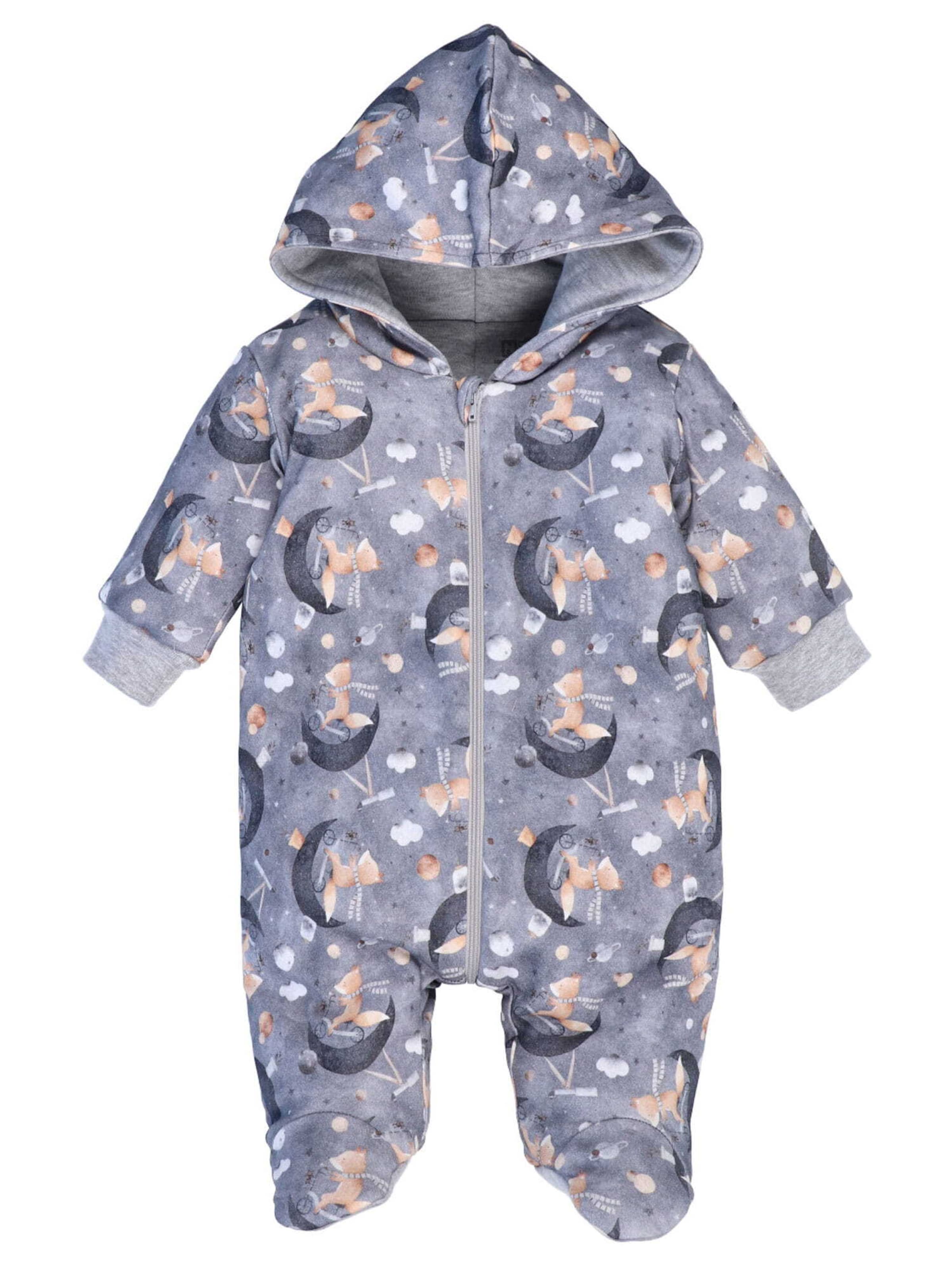 NINI Romper/bodysuit 'Fuchs' in Grey: front