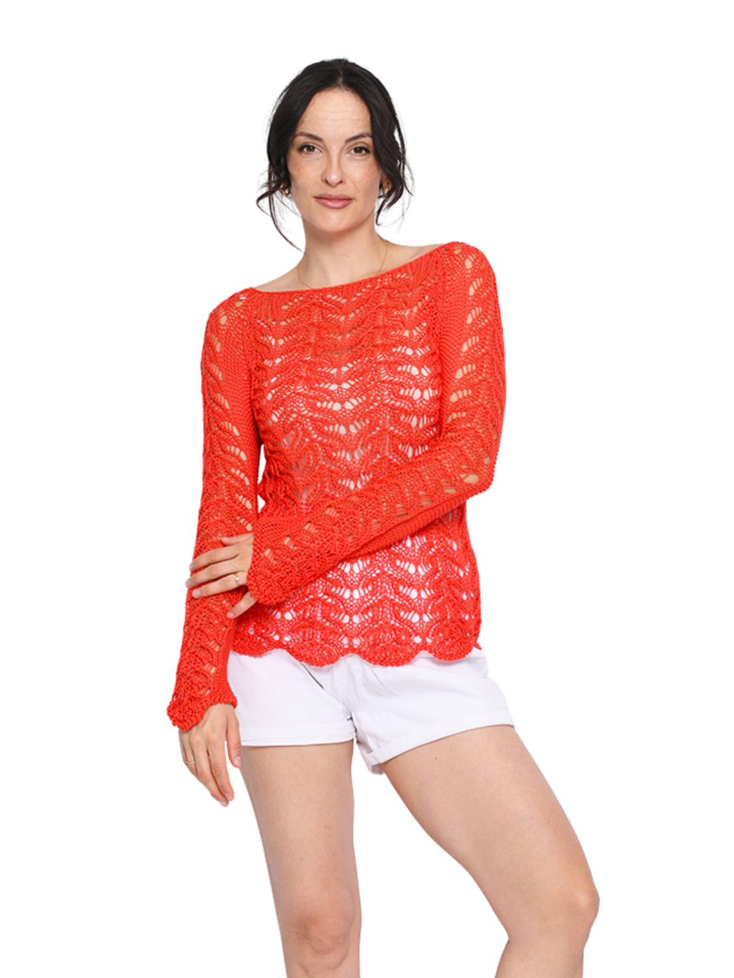 Süel knitwear - Top de punto 'Twin Lace' en naranja