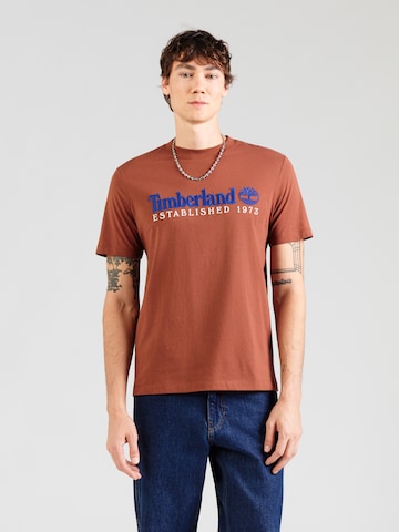 TIMBERLAND Majica 'ESTABLISHED 1973' | rjava barva: sprednja stran