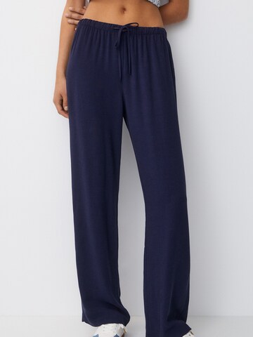 Wide leg Pantaloni de la Pull&Bear pe albastru: față