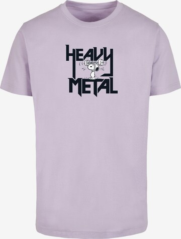 Merchcode T-Shirt 'Peanuts - Heavy Metal' in Lila: predná strana