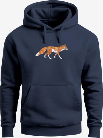 Neverless Sweatshirt 'Fuchs Polygon' in Blau: Vorderseite
