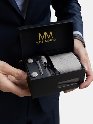 Massi Morino 5-in-1 Krawatten-Set, Krawattenbreite 8 cm in Grau