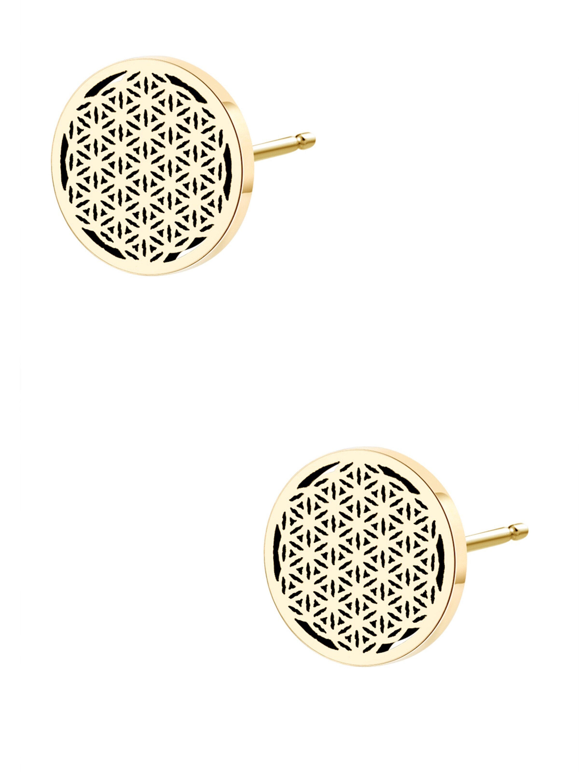 Hey Happiness Earrings 'Flower Of life' in Gold: front