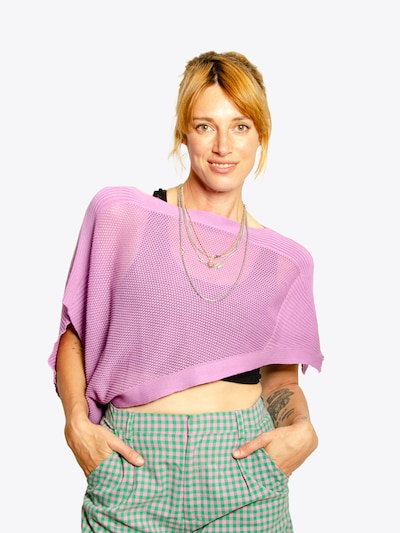 LANARTO slow fashion Cape 'Poncho Sternennetz' in Lilac, Item view