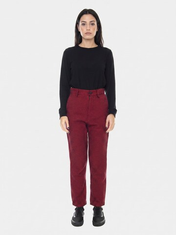 Carhartt WIP Baggy Bukser 'W' Norvell Pant Black / Cardinal Check' i rød