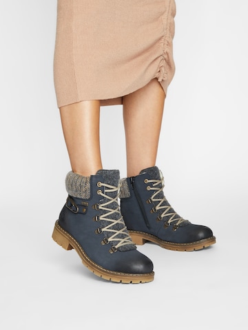 Rieker Lace-Up Ankle Boots in Blue