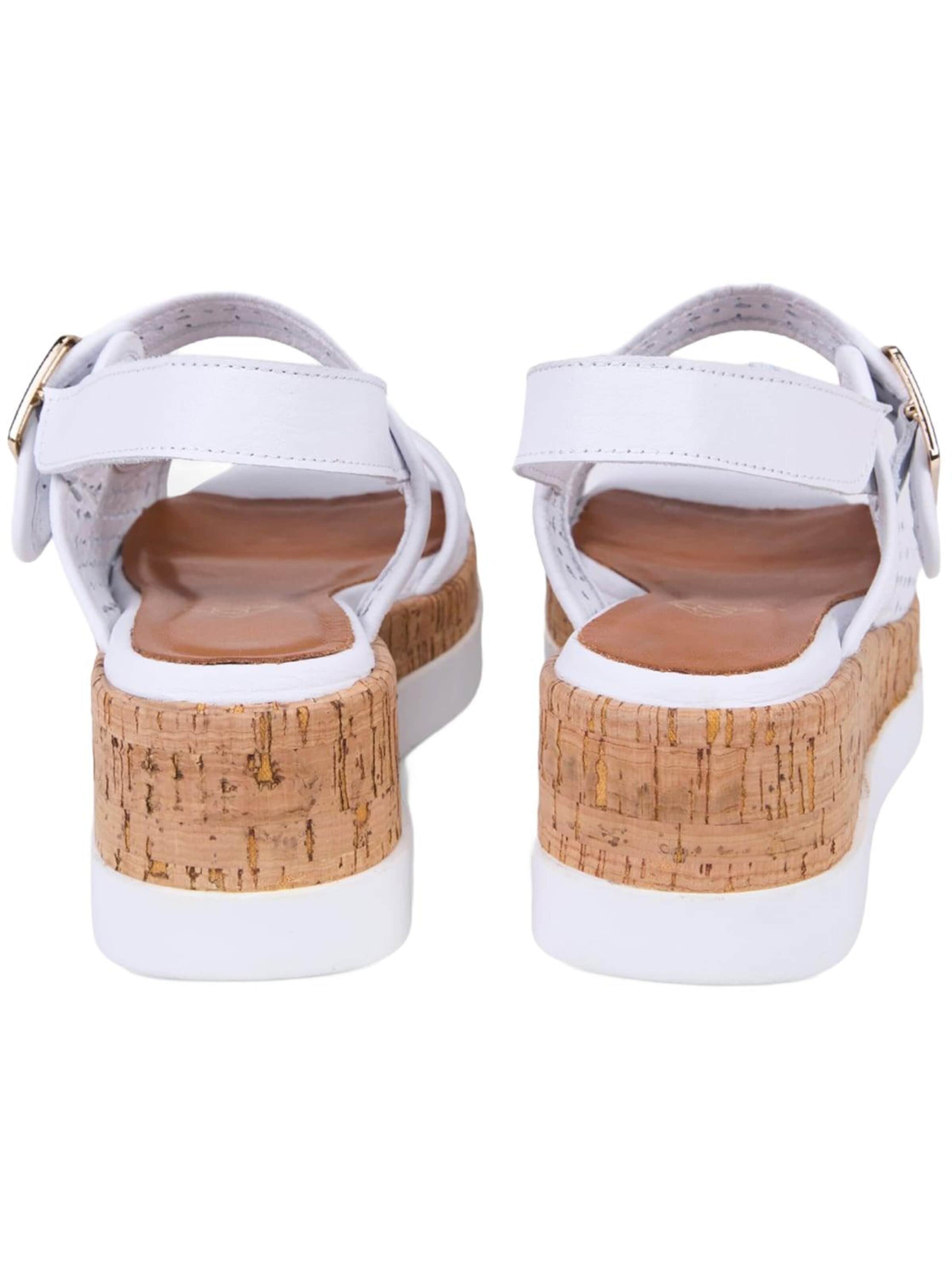 Desa - Sandalias de dedo 'DESA Damen-Keilsandalen aus perforiertem Leder' en blanco