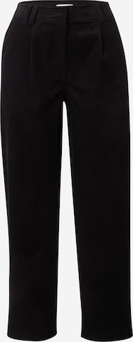 TOPSHOP Tapered Pleat-Front Pants in Black: front