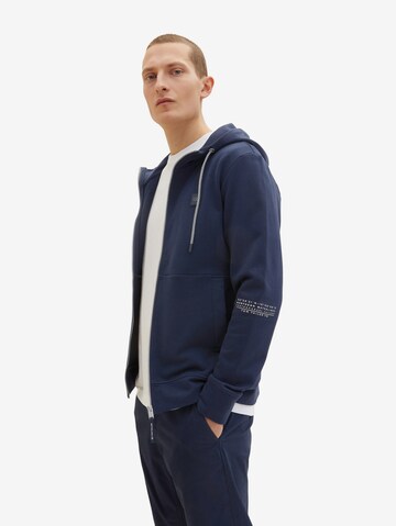 TOM TAILOR Zip-Up Hoodie in Blue