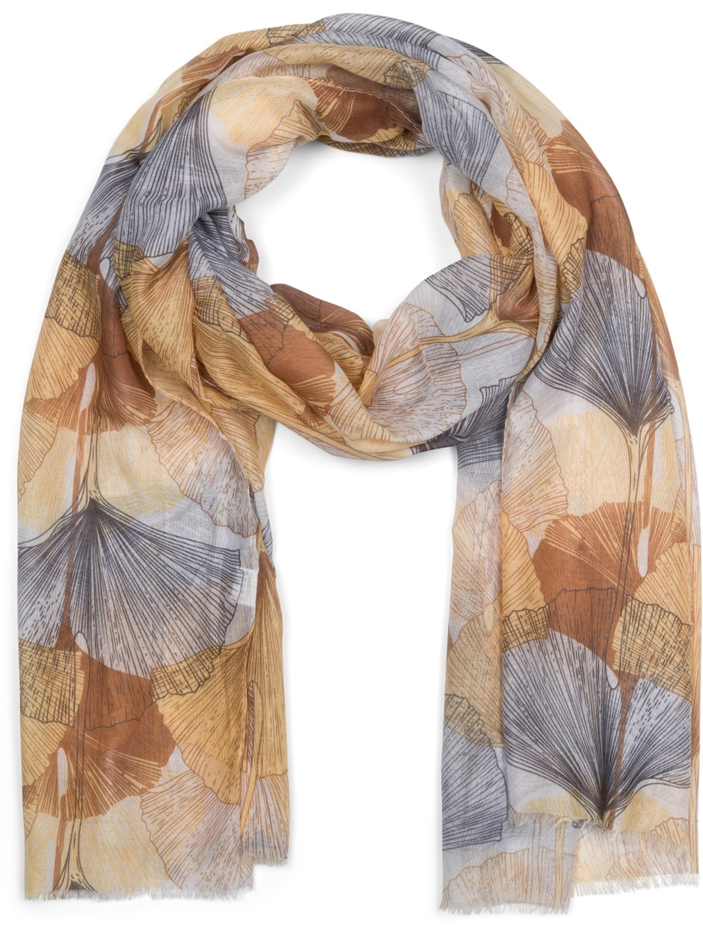 styleBREAKER Schal 'Langer Schal Ginkgo Leaves'‌‌ in One Size in ocker, Produktansicht