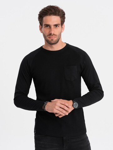 Ombre Shirt 'OM-LSCL-0109' in Zwart: voorkant