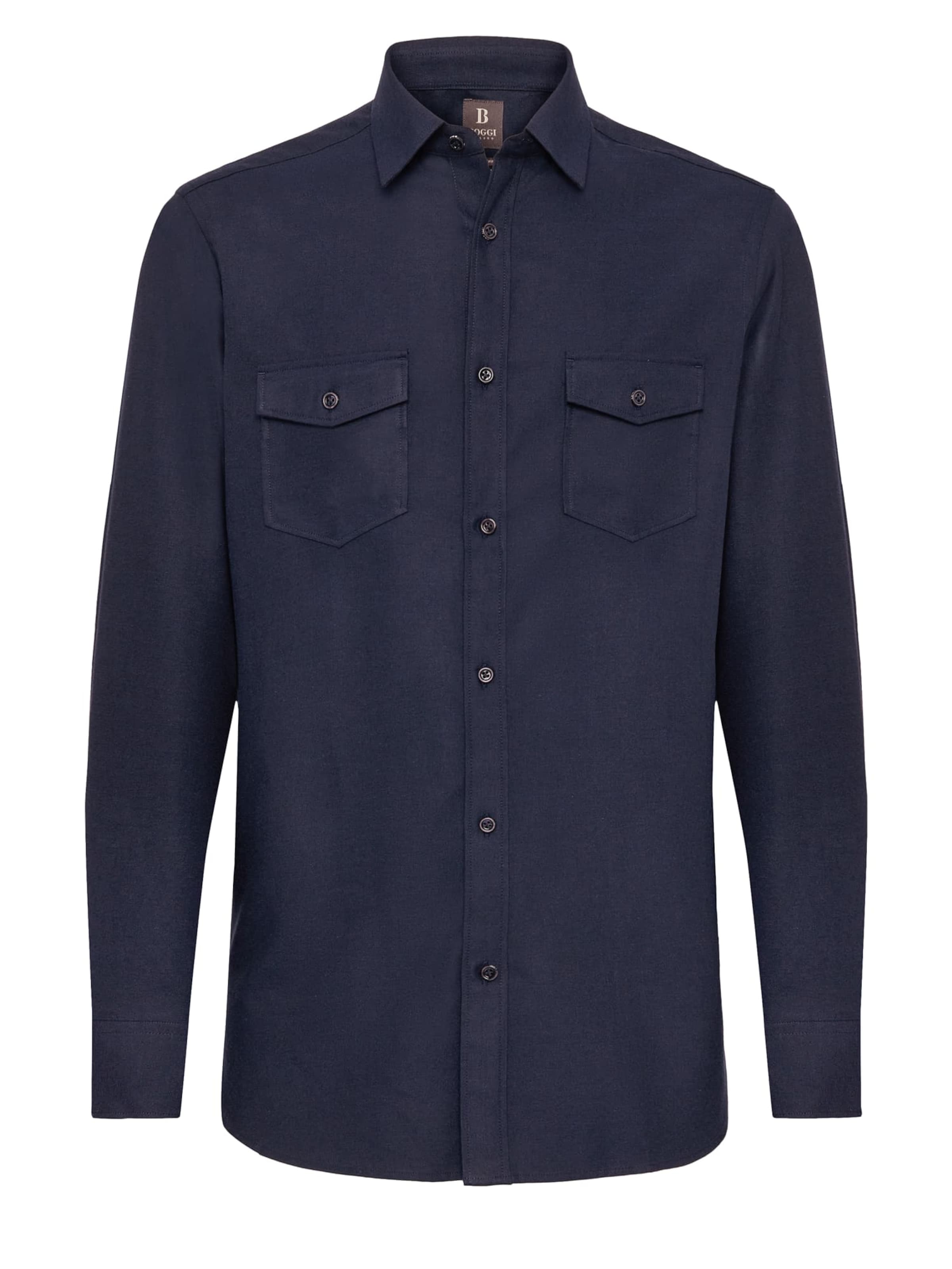 Coupe regular Chemise Boggi Milano en bleu : devant