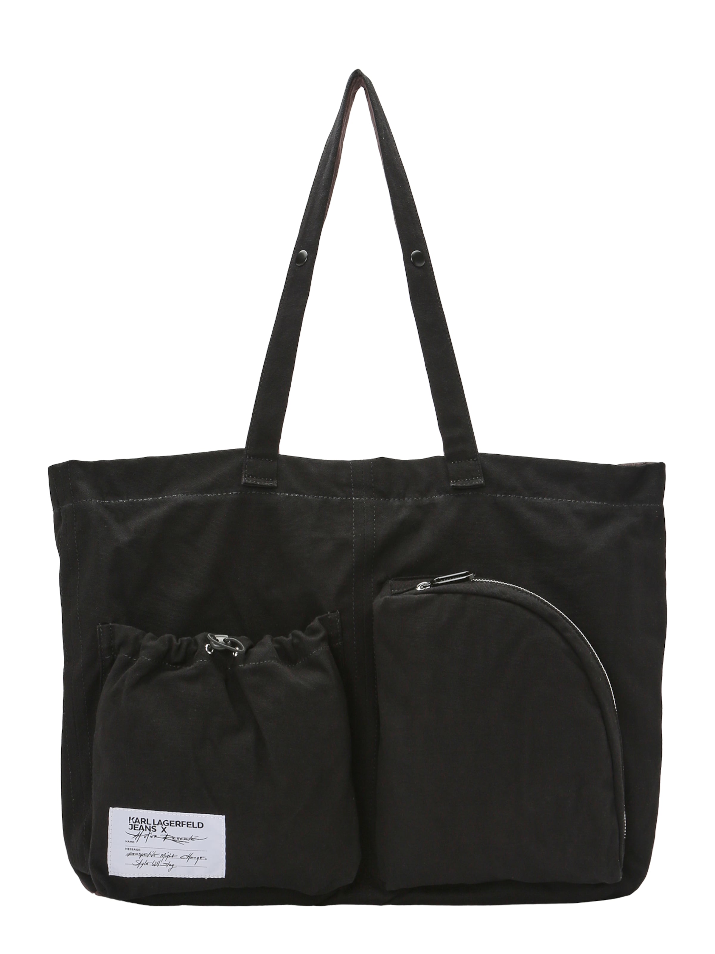 KARL LAGERFELD JEANS Ostoskassi 'KLJ X ATELIER' värissä musta: etupuoli