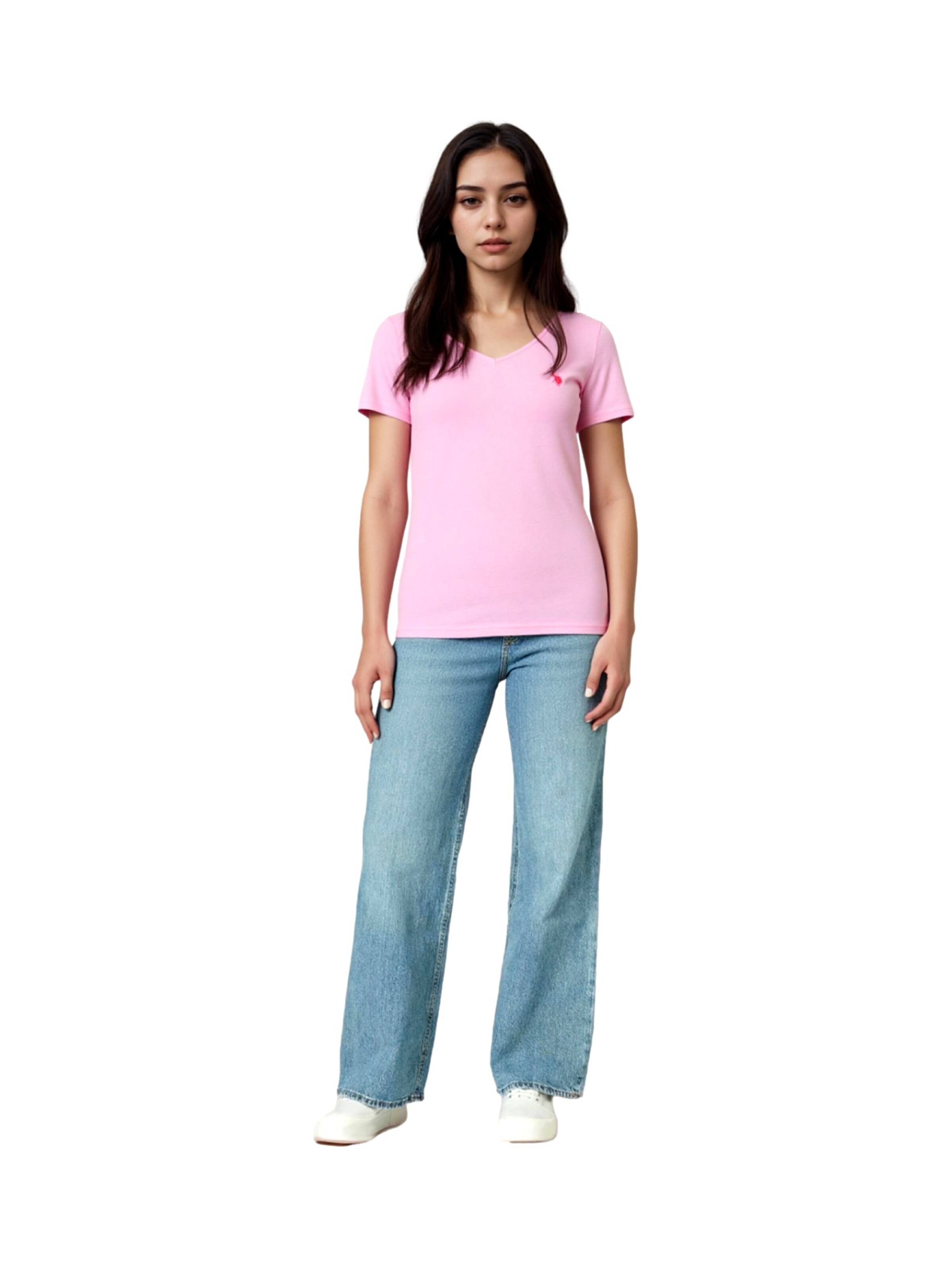 T-shirt 'V-Neck' U.S. POLO ASSN. en rose