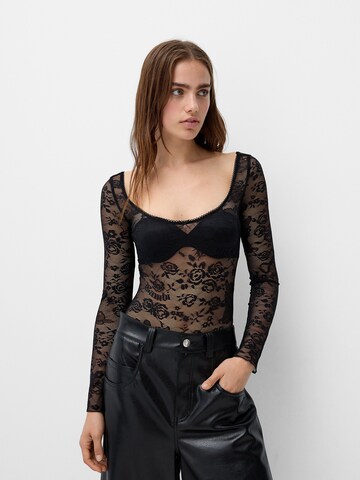 Bershka Shirt bodysuit in Black: front