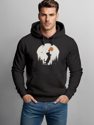 Neverless Sweatshirt 'Wald Katze'‌‌‌‌‌ in Schwarz: Vorderseite