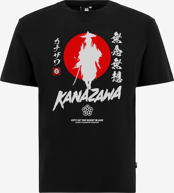 Oldskull Shirt 'Asian Silent Blade Kanazawa' in Zwart: voorkant