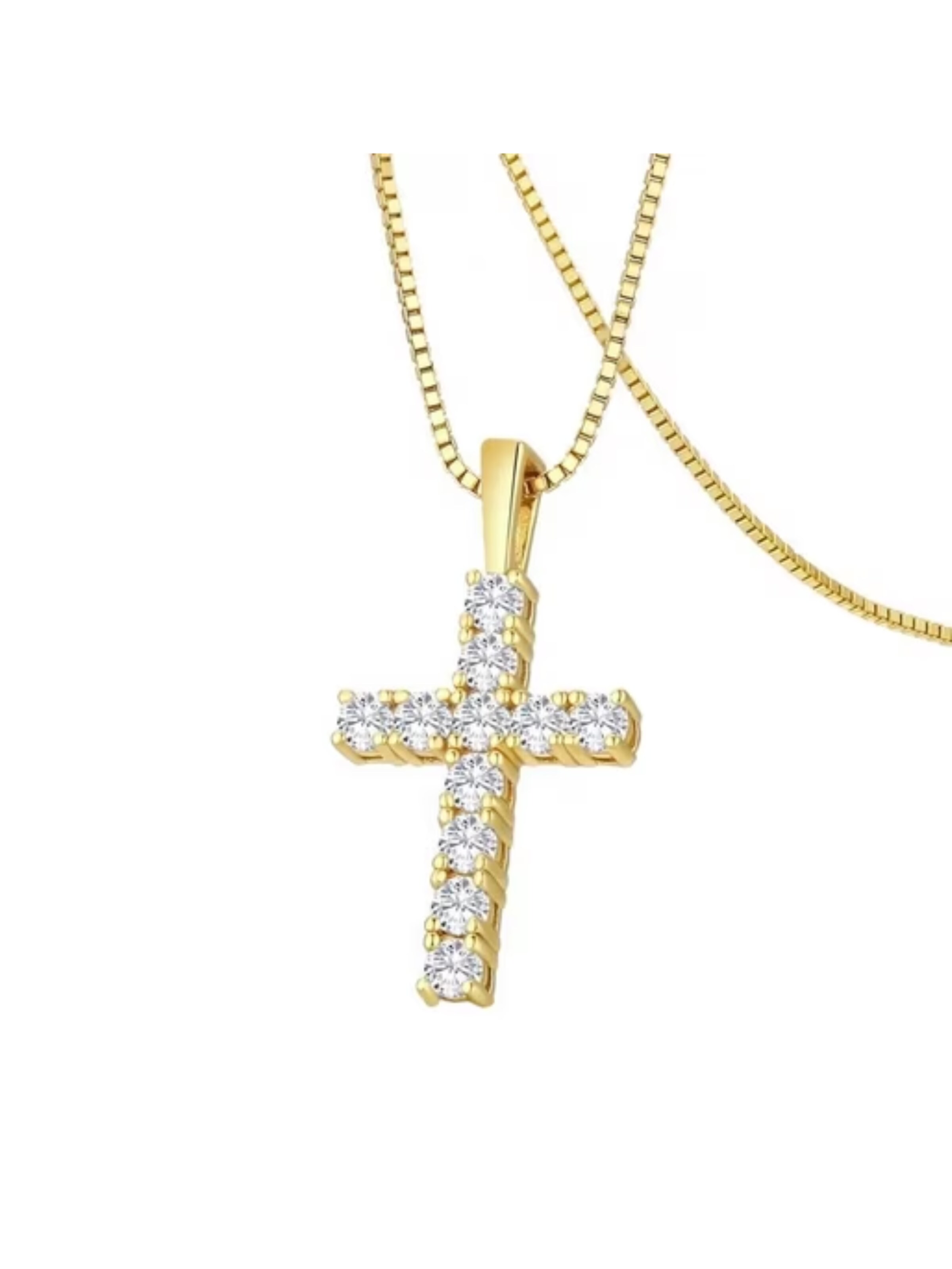 ROUGEMONT Jewellery Kette 'Funkelnde Moissanite Diamant  Kreuz Halskette 45cm'‌‌‌‌‌‌ in Gold: Vorderseite