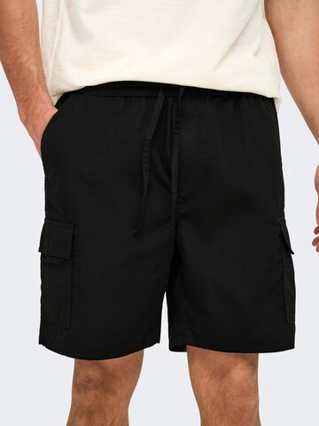 Only & Sons Regular Cargo trousers 'Kai' in Black: front